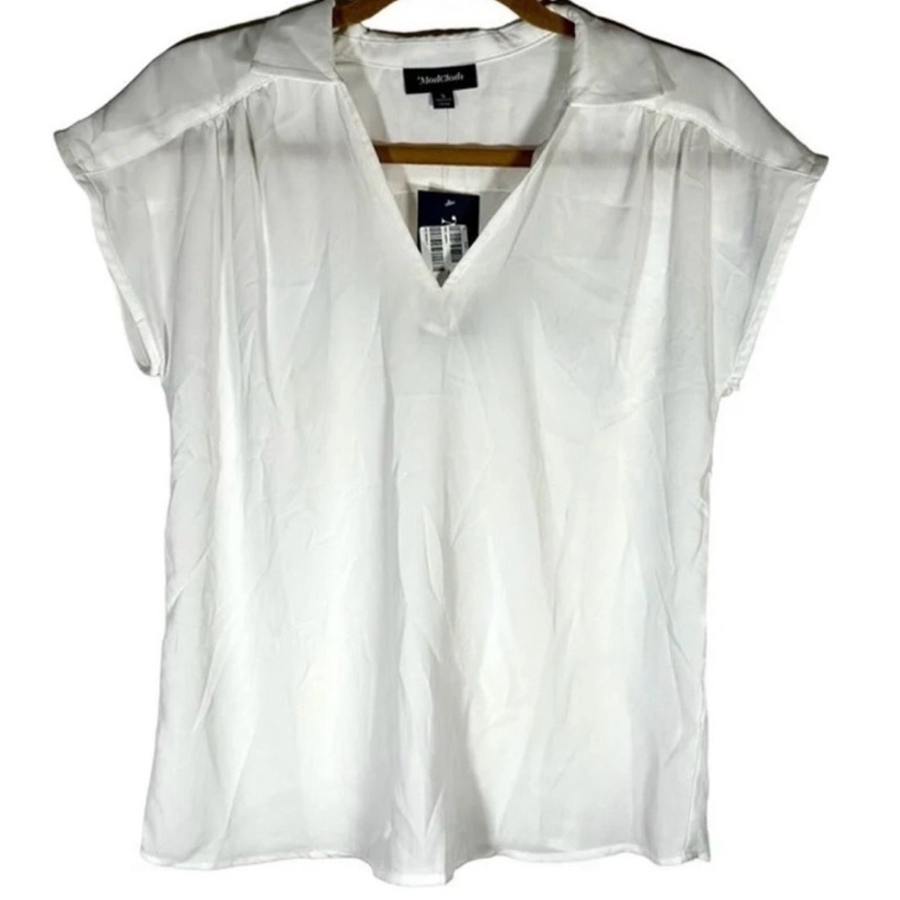 New ModCloth vintage 60s inspired white sheer blouse women’s size small